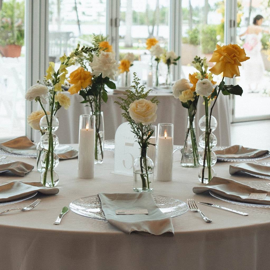 Table set of bud vases - options for tables of 6, 8, 10+ guests