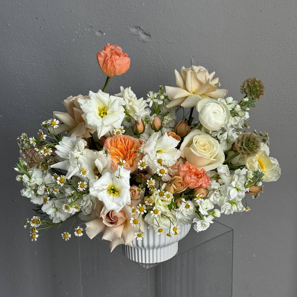 Low Centerpieces - each centerpiece suits tables for up to 6 guests