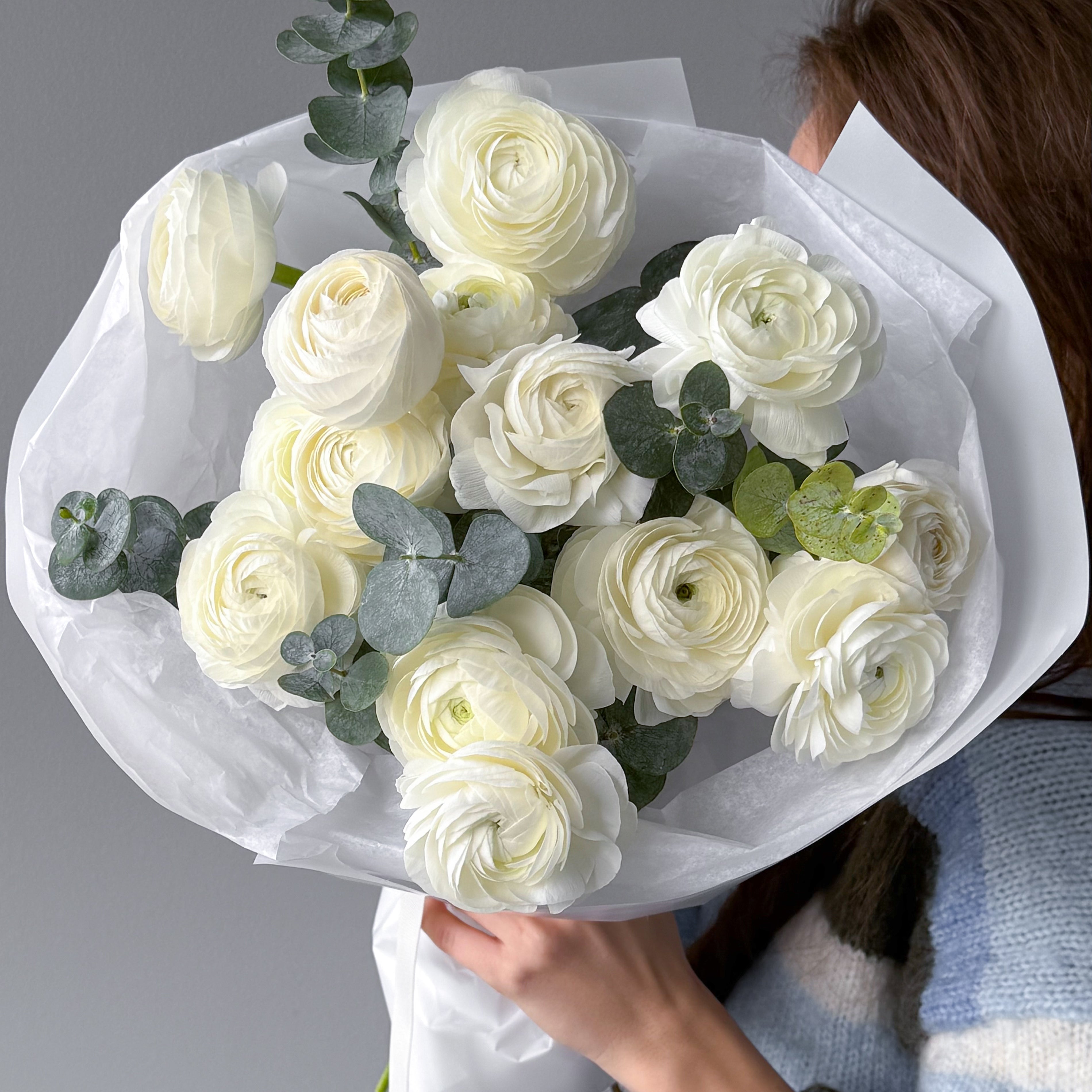 Bouquet of Ranunculuses - mix with eucalyptus