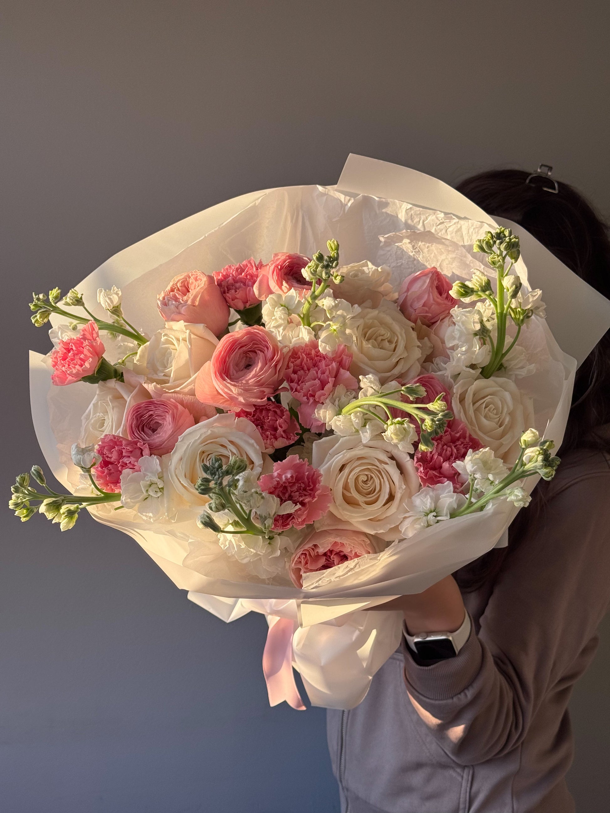 bouquet-blush-whisper-ivory-roses-pink-ranunculus-carnations-brooklyn-nyc