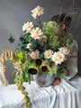 palette-10-bouquet-in-vase-cream-roses-sunflowers-all-me-flowers-brooklyn-nyc