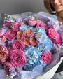 round-bouquet-aurora-designer-mix-fuchsia-coral-blue-flowers-all-me-flowers-brooklyn-nyc