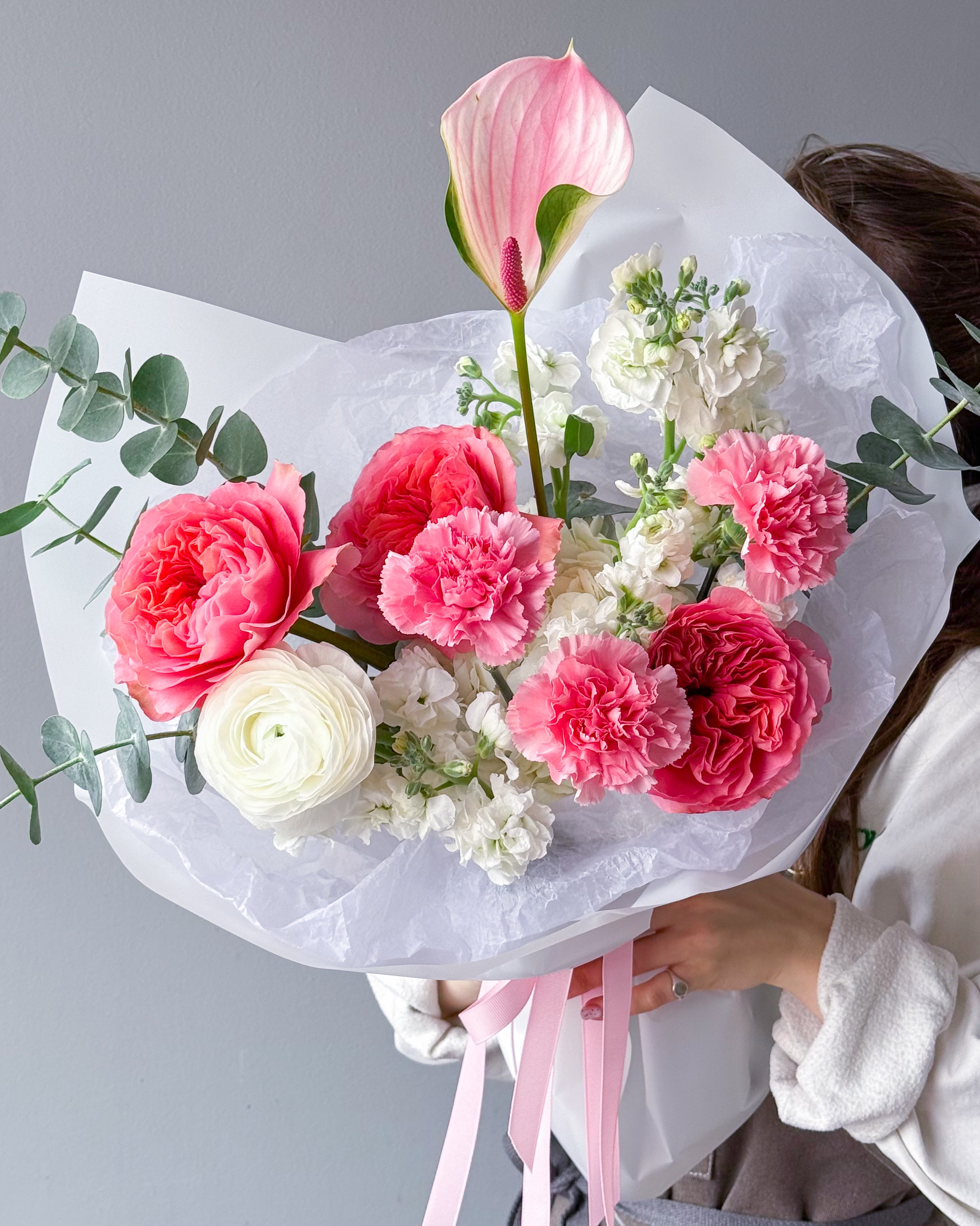 Bouquet “Blush Couture” - garden roses, hydrangeas, carnations
