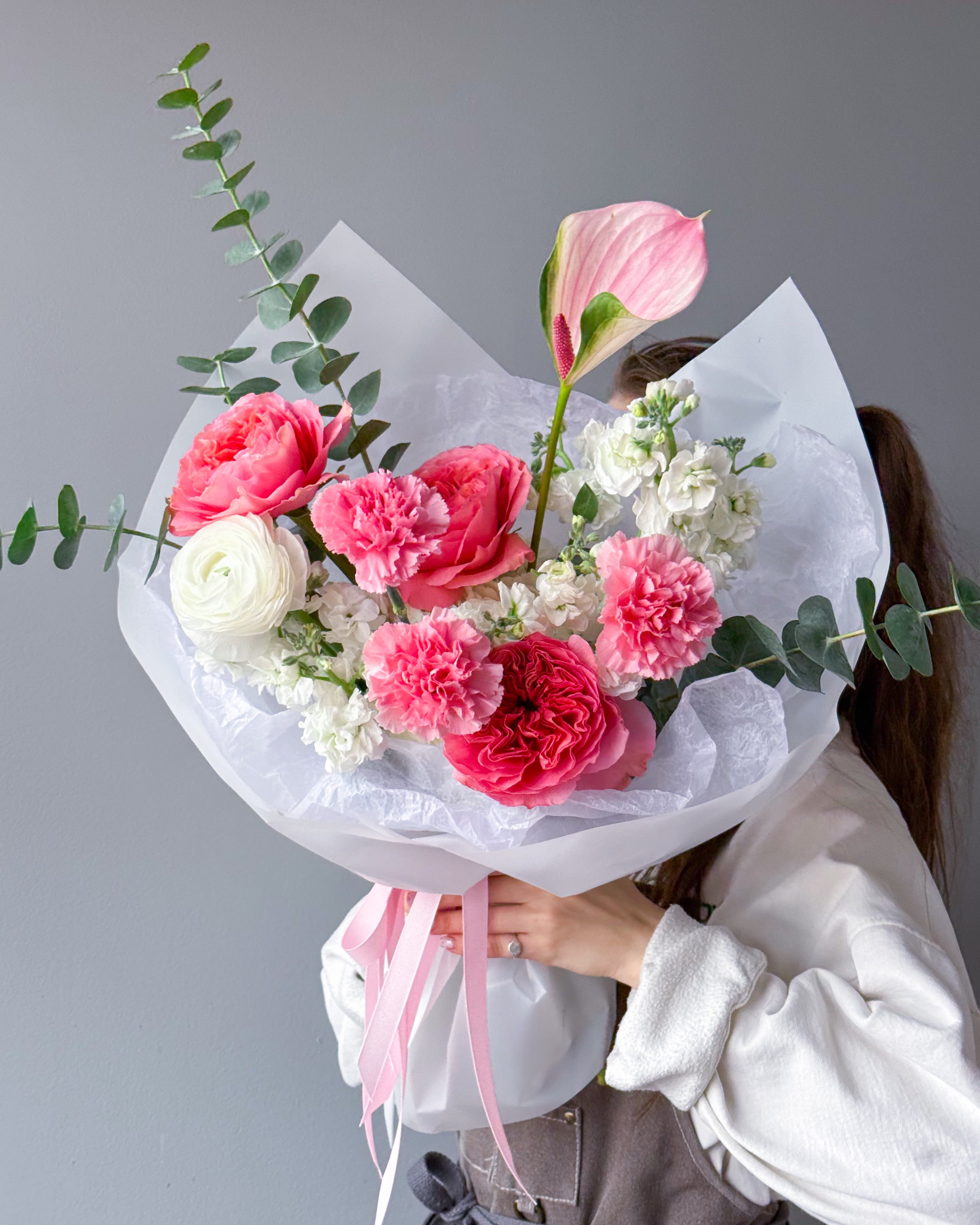 Bouquet “Blush Couture” - garden roses, hydrangeas, carnations