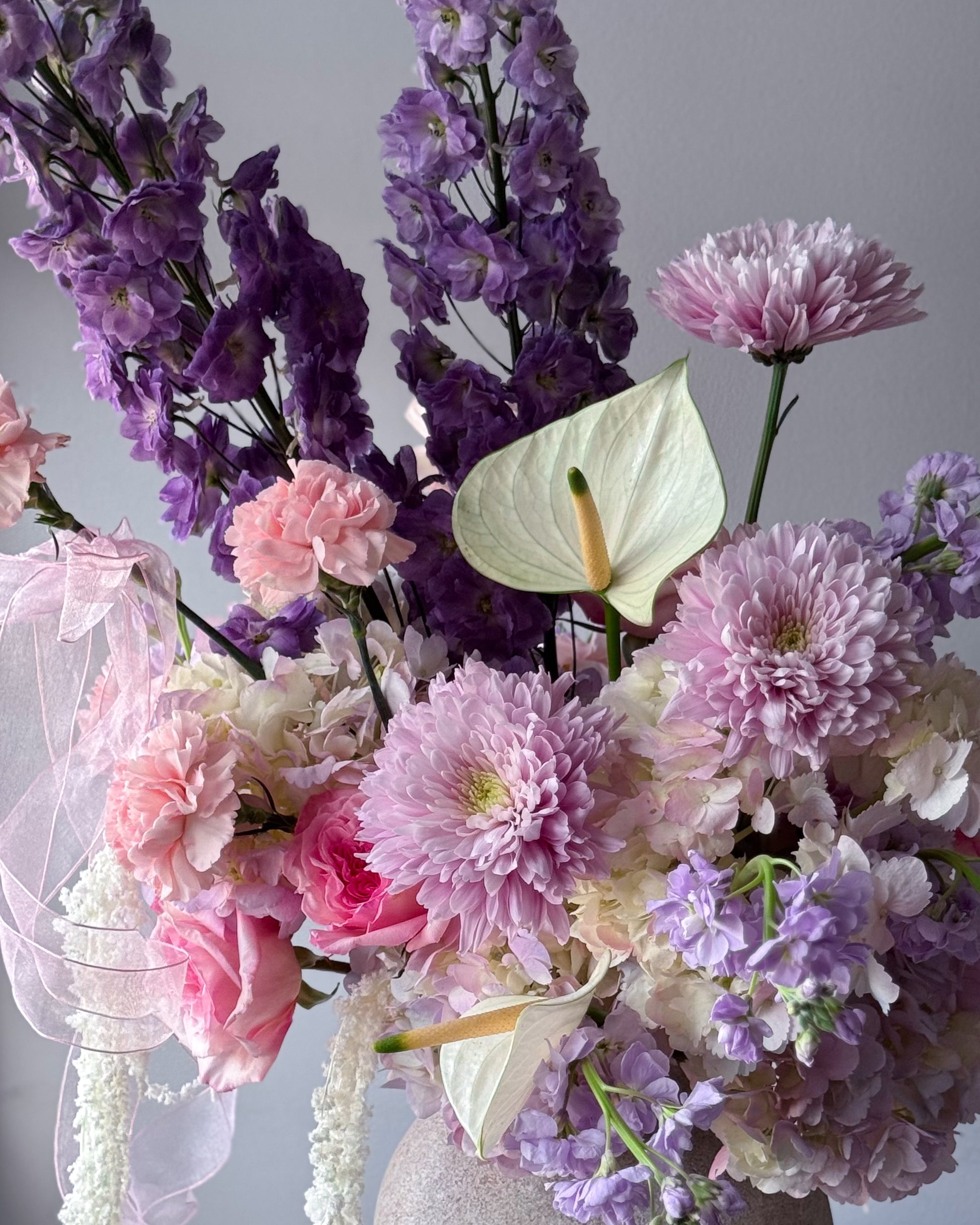 Vase Arrangement “Blush” - hydrangeas, roses, seasonal flowers