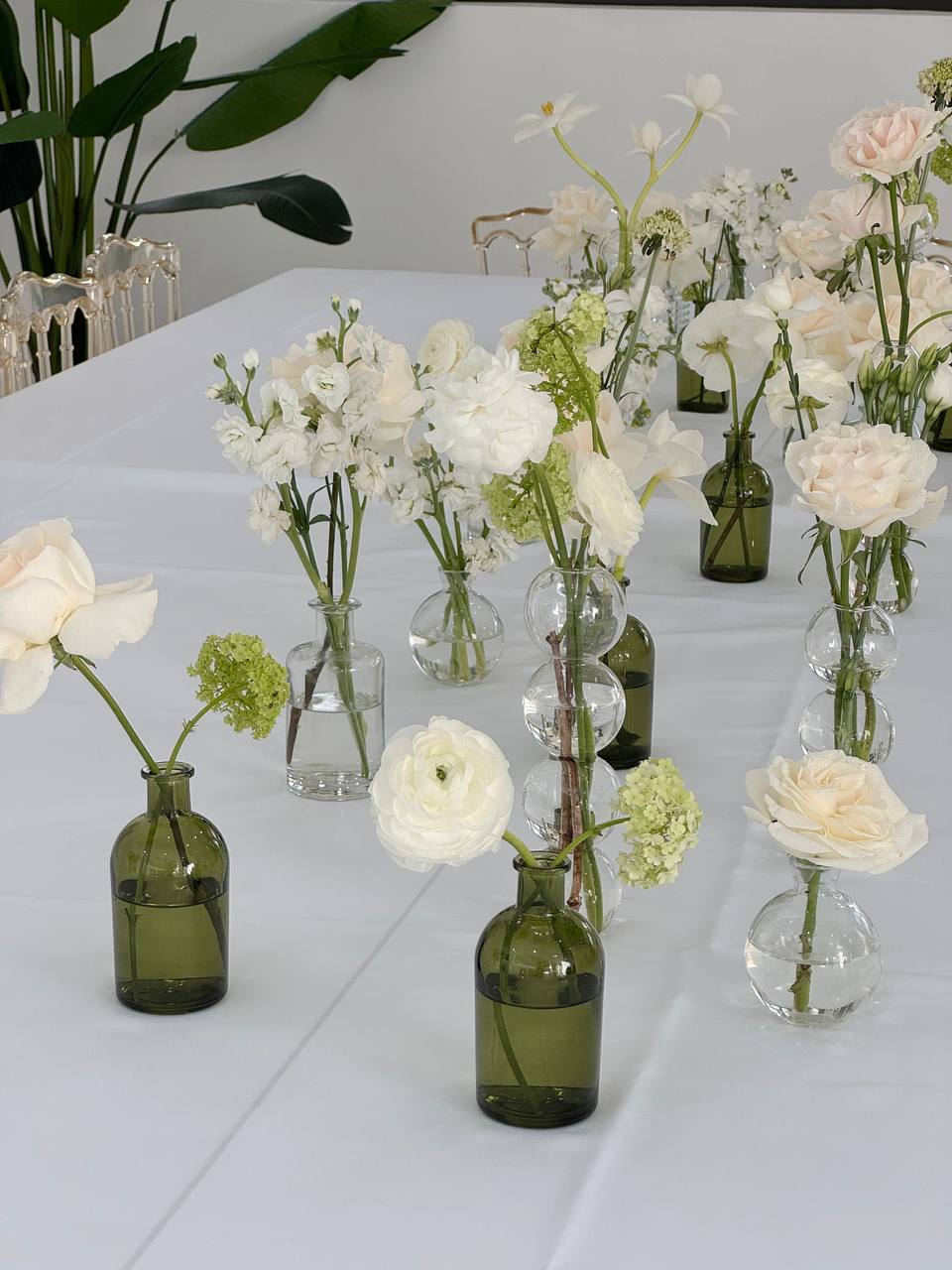 Table set of bud vases - options for tables of 6, 8, 10+ guests