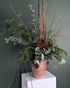 vase-arrangement-winter-forest-fir-eucalyptus-pinecones-rustic-winter-greenery-all-me-flowers-nyc