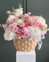 Basket “Blush” - garden roses, hydrangeas, seasonal flowers - All Me Flowers