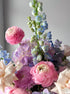 Basket "Cotton" - roses, hydrangeas, ranunculuses, seasonal flowers - All Me Flowers