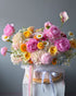 Basket “Le Jardin” - garden roses, peonies, ranunculuses, hydrangeas, seasonal flowers - All Me Flowers