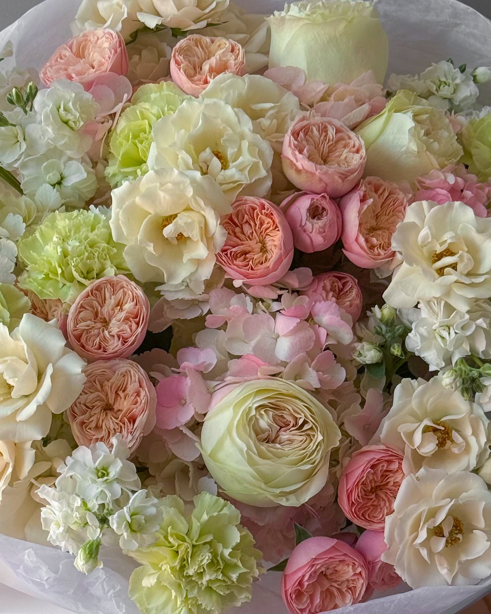 Bouquet “Aurora” - garden roses, peony roses, hydrangeas, seasonal flowers - All Me Flowers