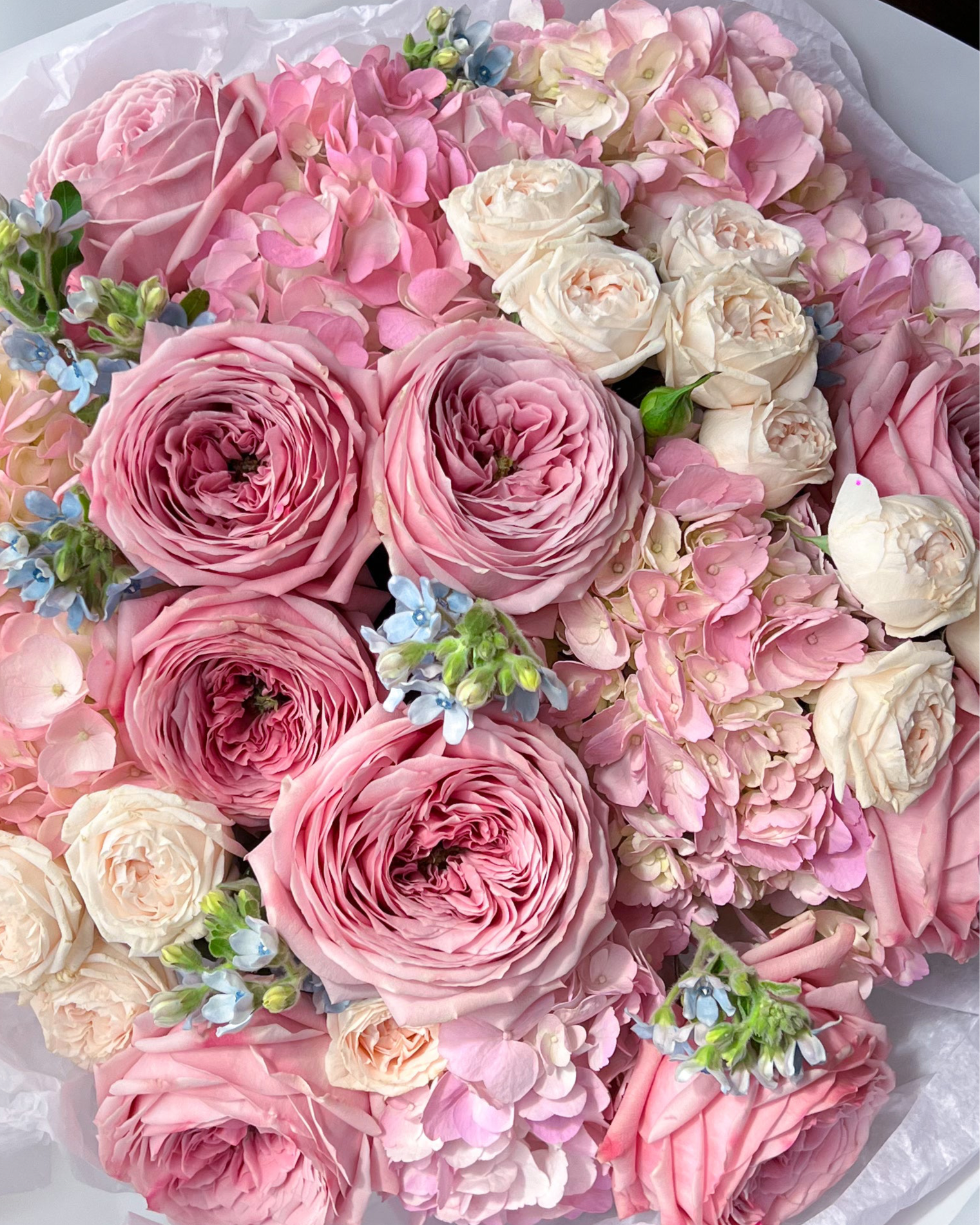 Bouquet “Blush Symphony” - garden peony roses, hydrangeas, seasonal flowers - All Me Flowers