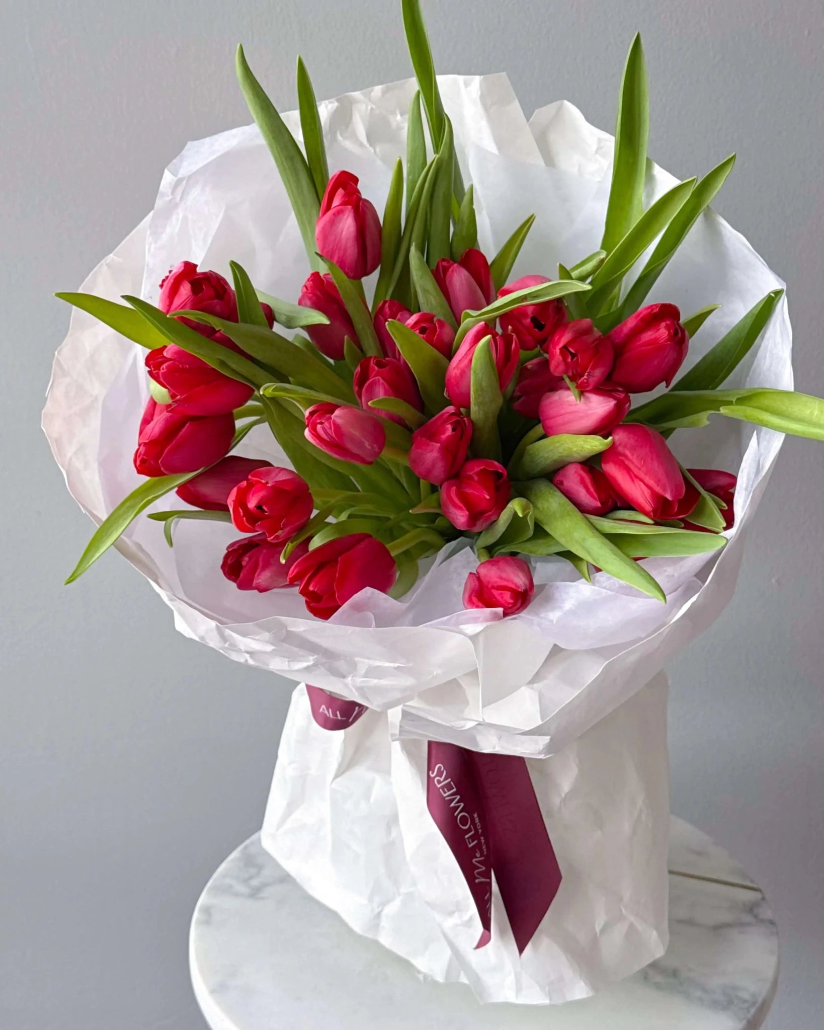 Bouquet “Classic Rouge” - red regular tulips - All Me Flowers
