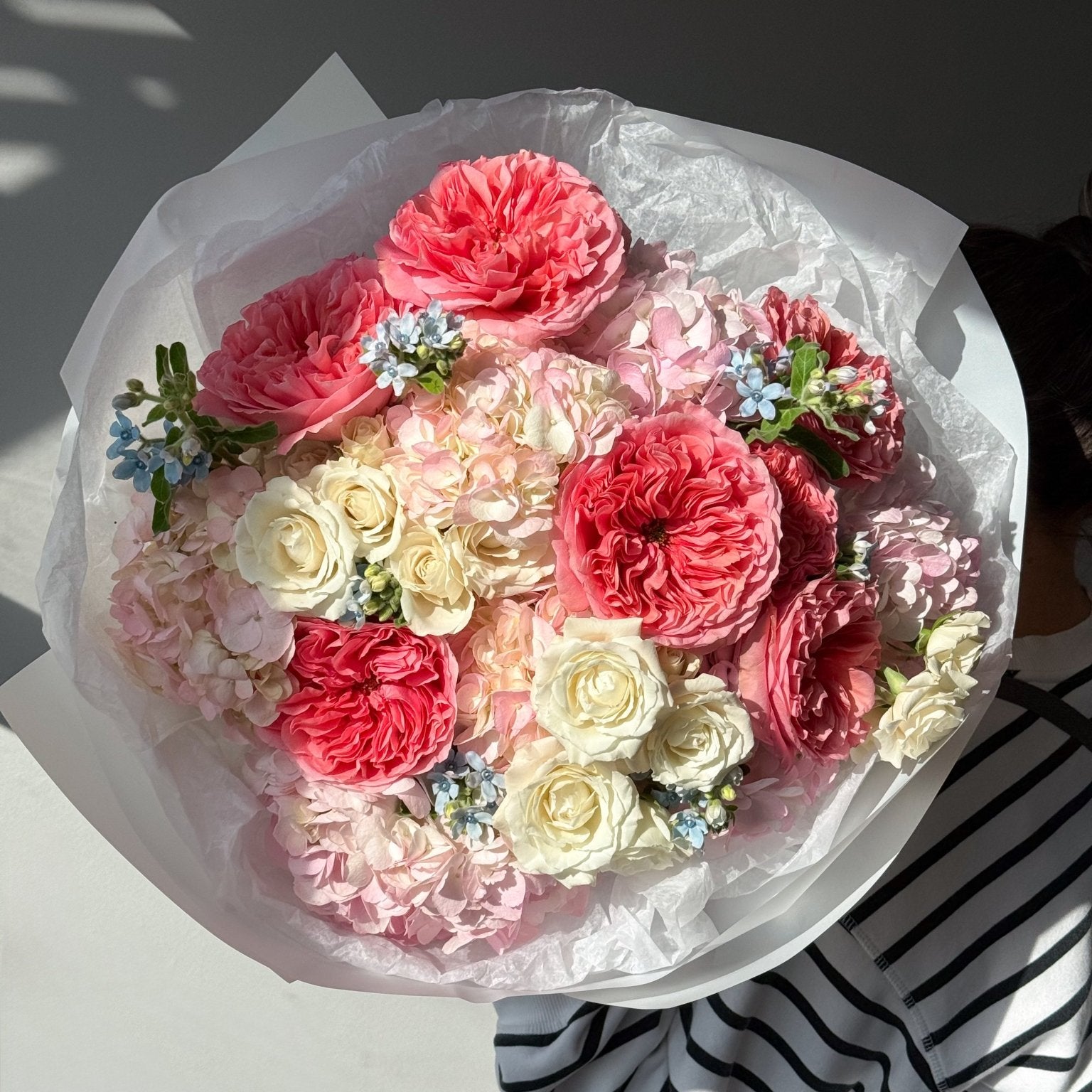 Bouquet “Cotton Candy” - garden roses, seasonal flowers - All Me Flowers