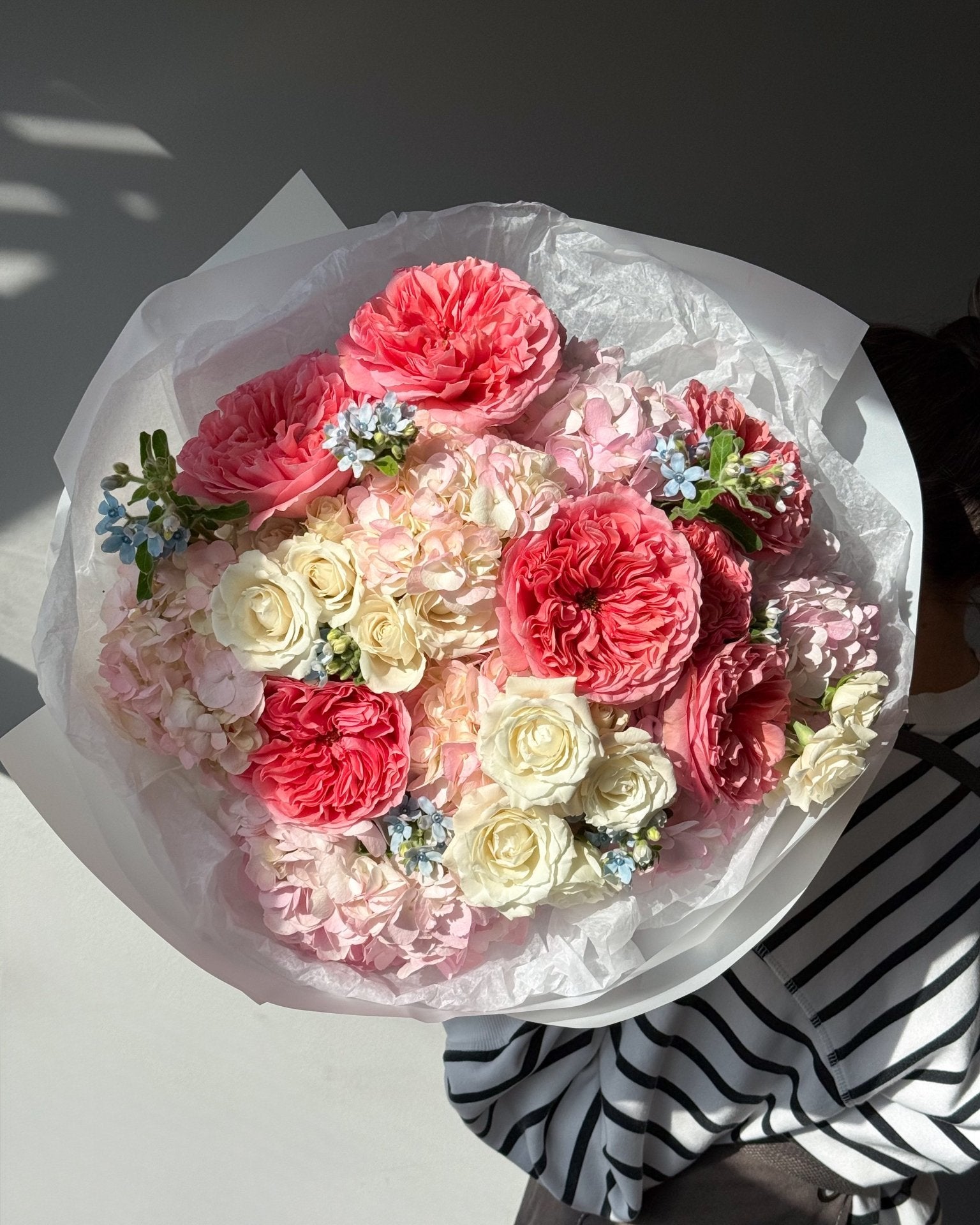 Bouquet “Cotton Candy” - garden roses, seasonal flowers - All Me Flowers