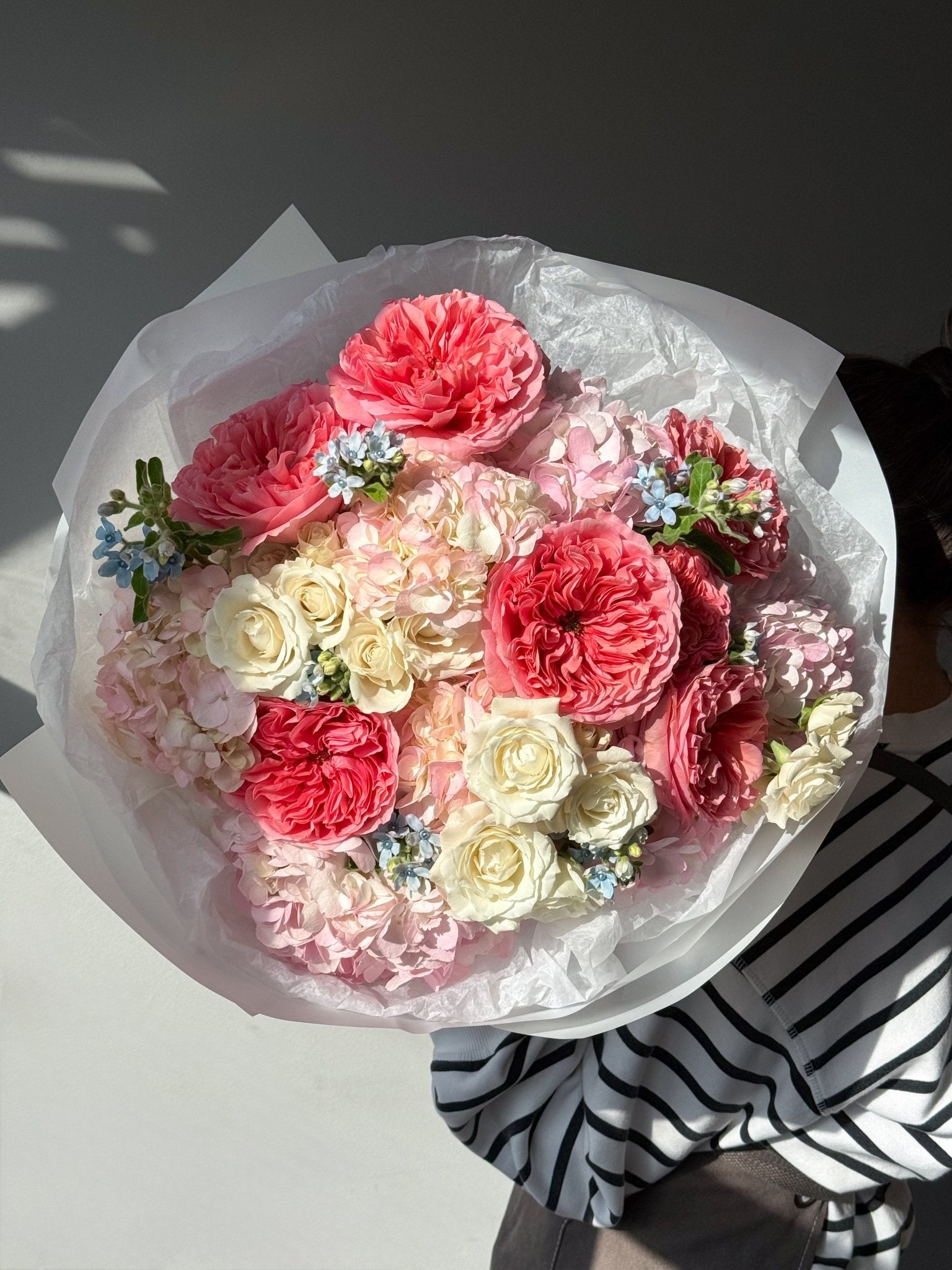 Bouquet “Cotton Candy” - garden roses, seasonal flowers - All Me Flowers