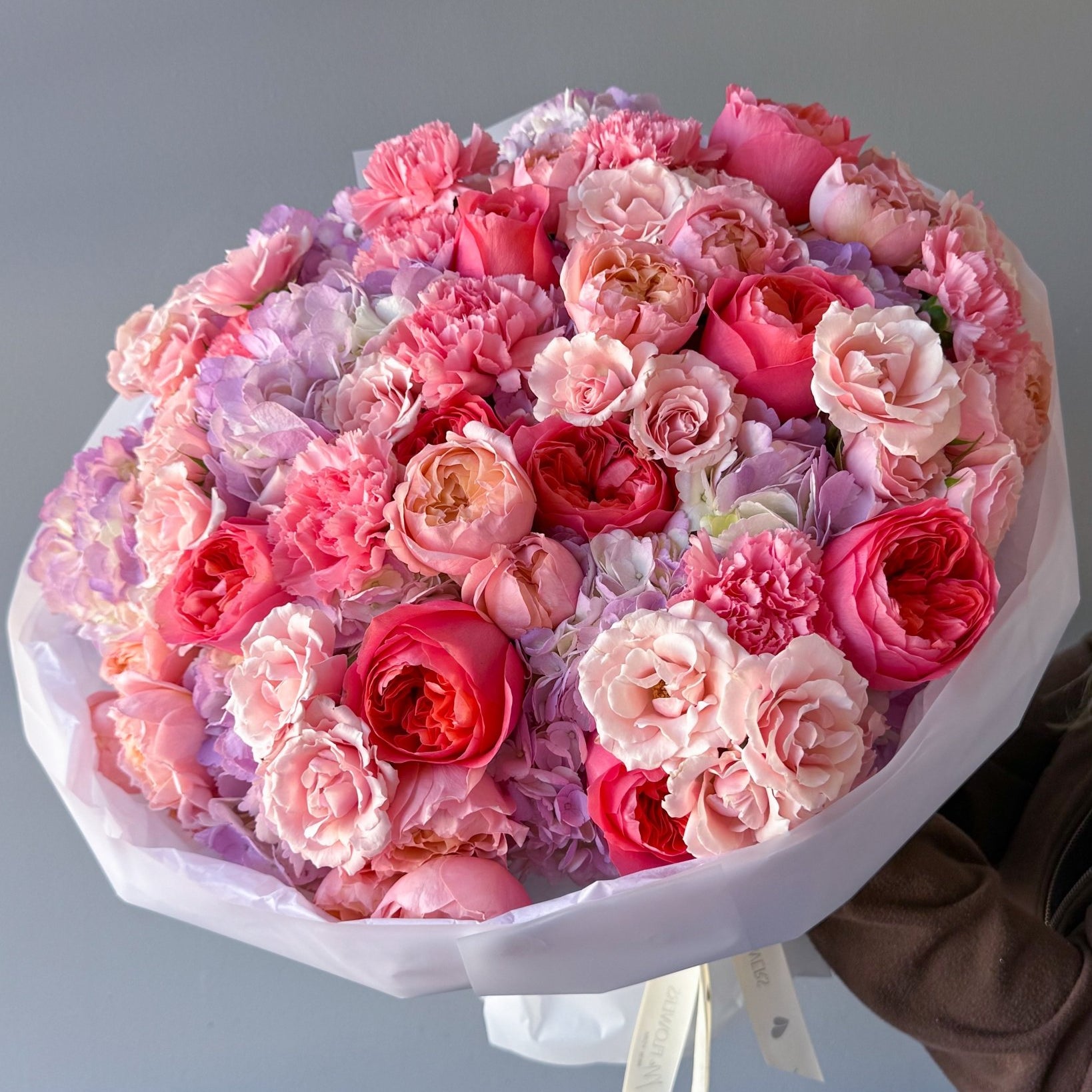 Bouquet “Gentle Rose” - garden peony roses, spray roses, hydrangeas - All Me Flowers