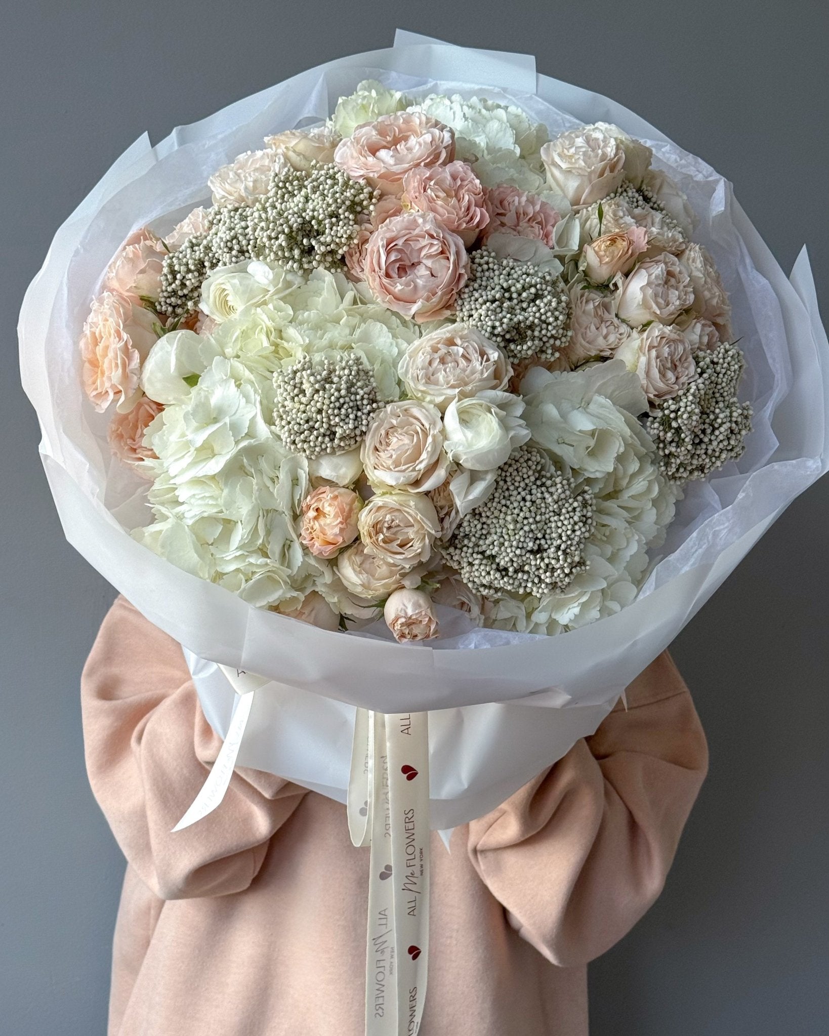 Bouquet “Ivory Petals” - garden roses, spray roses, hydrangeas, ranunculuses - All Me Flowers