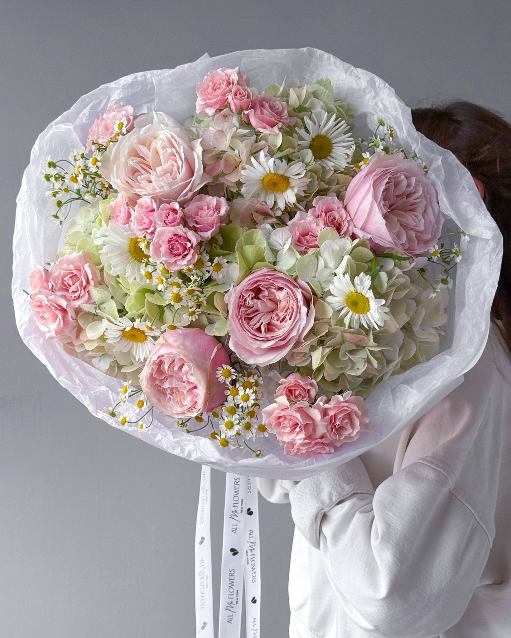 Bouquet “Maison Ivory” - garden roses, chamomiles, seasonal greens - All Me Flowers
