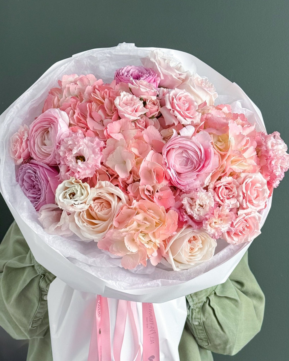 Bouquet “Pink Daydream” - garden roses, hydrangeas, ranunculus - All Me Flowers