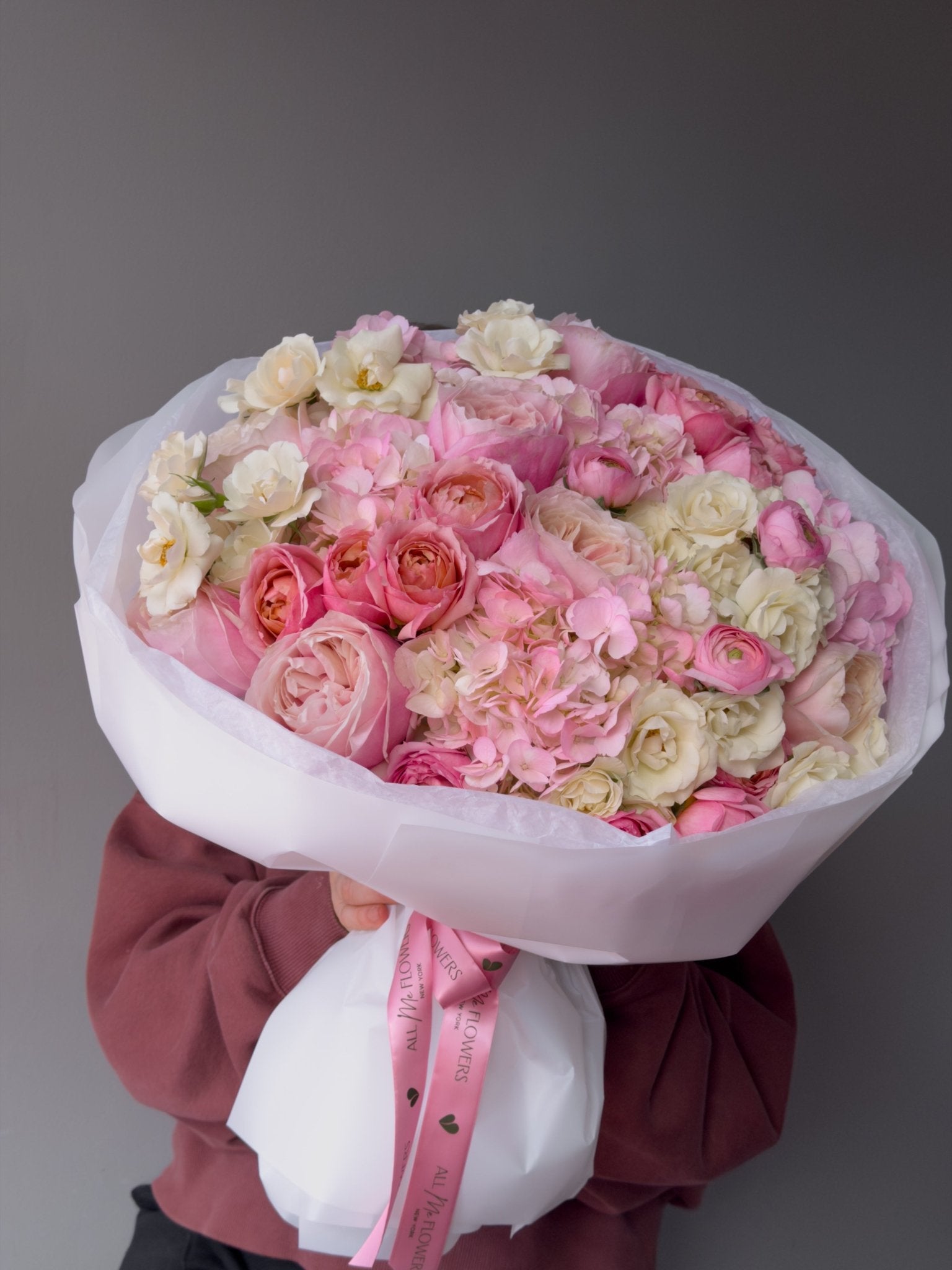 Bouquet “Pink Daydream” - garden roses, hydrangeas, ranunculus - All Me Flowers