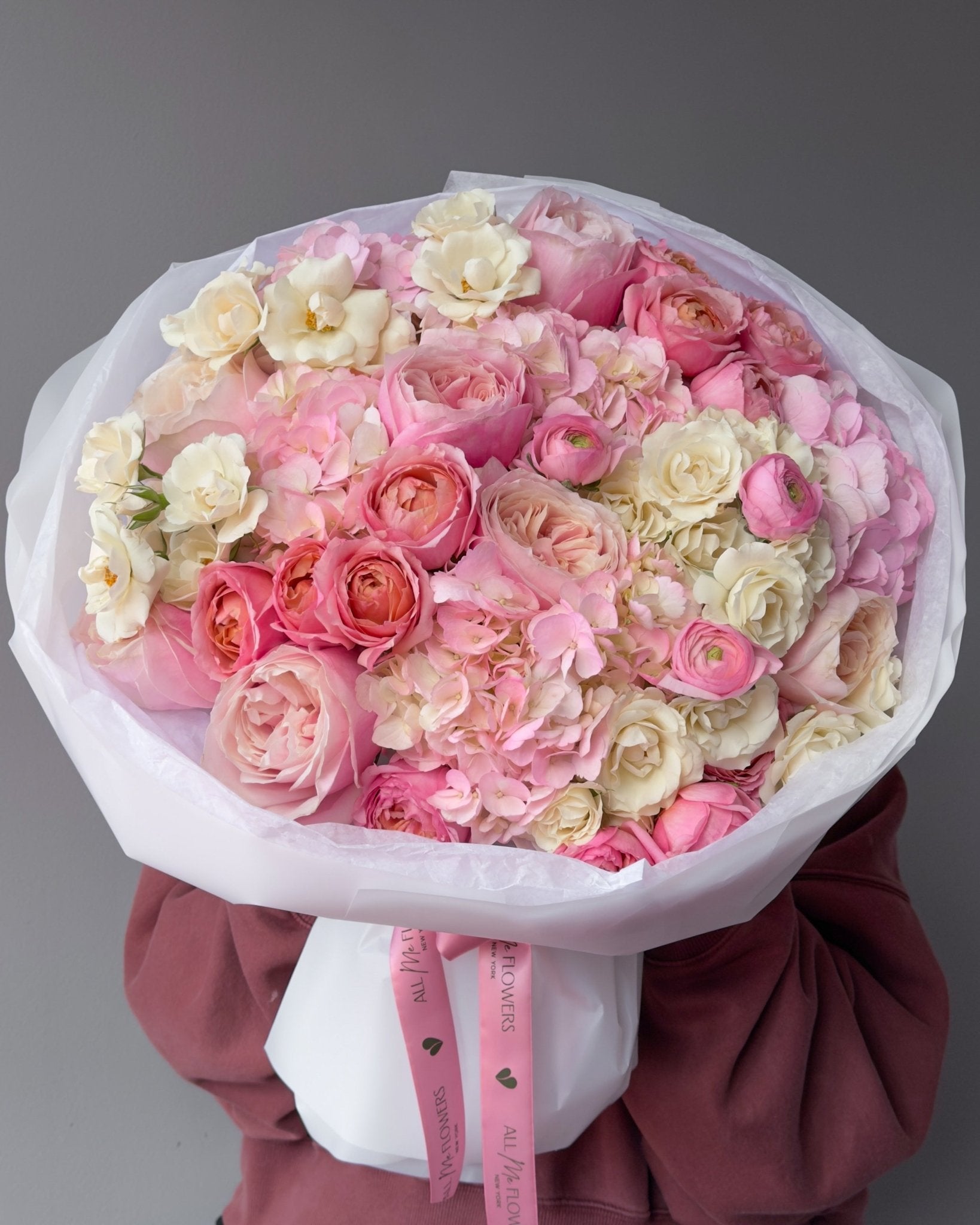 Bouquet “Pink Daydream” - garden roses, hydrangeas, ranunculus - All Me Flowers