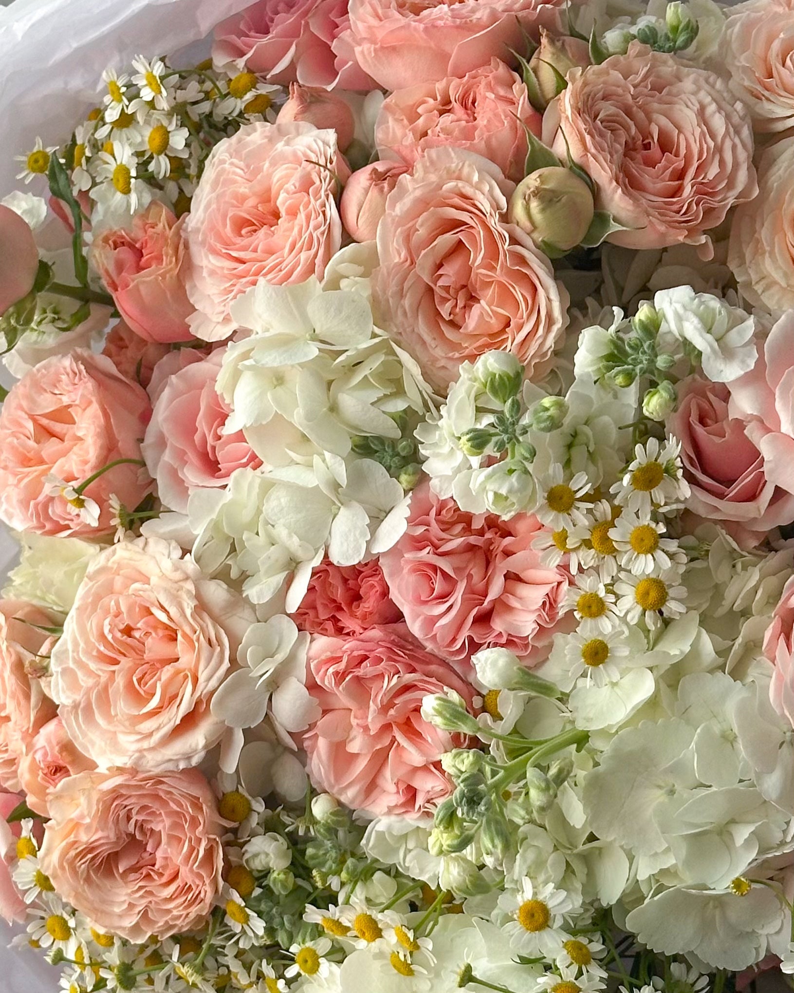 Bouquet “Pink Garden” - garden spray roses, chamomile, hydrangeas - All Me Flowers