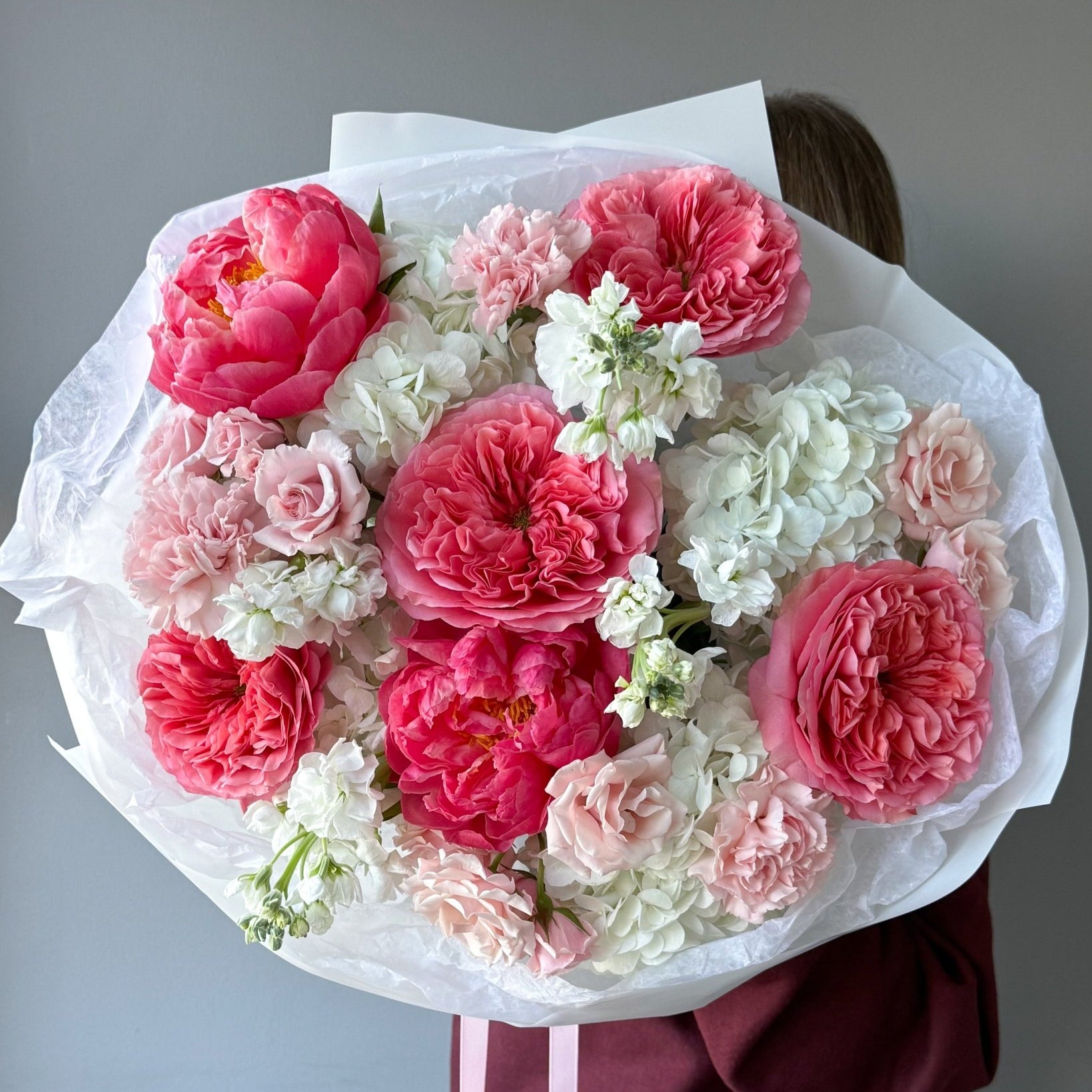 Bouquet “Rosy Bloom” - garden roses, peonies, seasonal flowers - All Me Flowers
