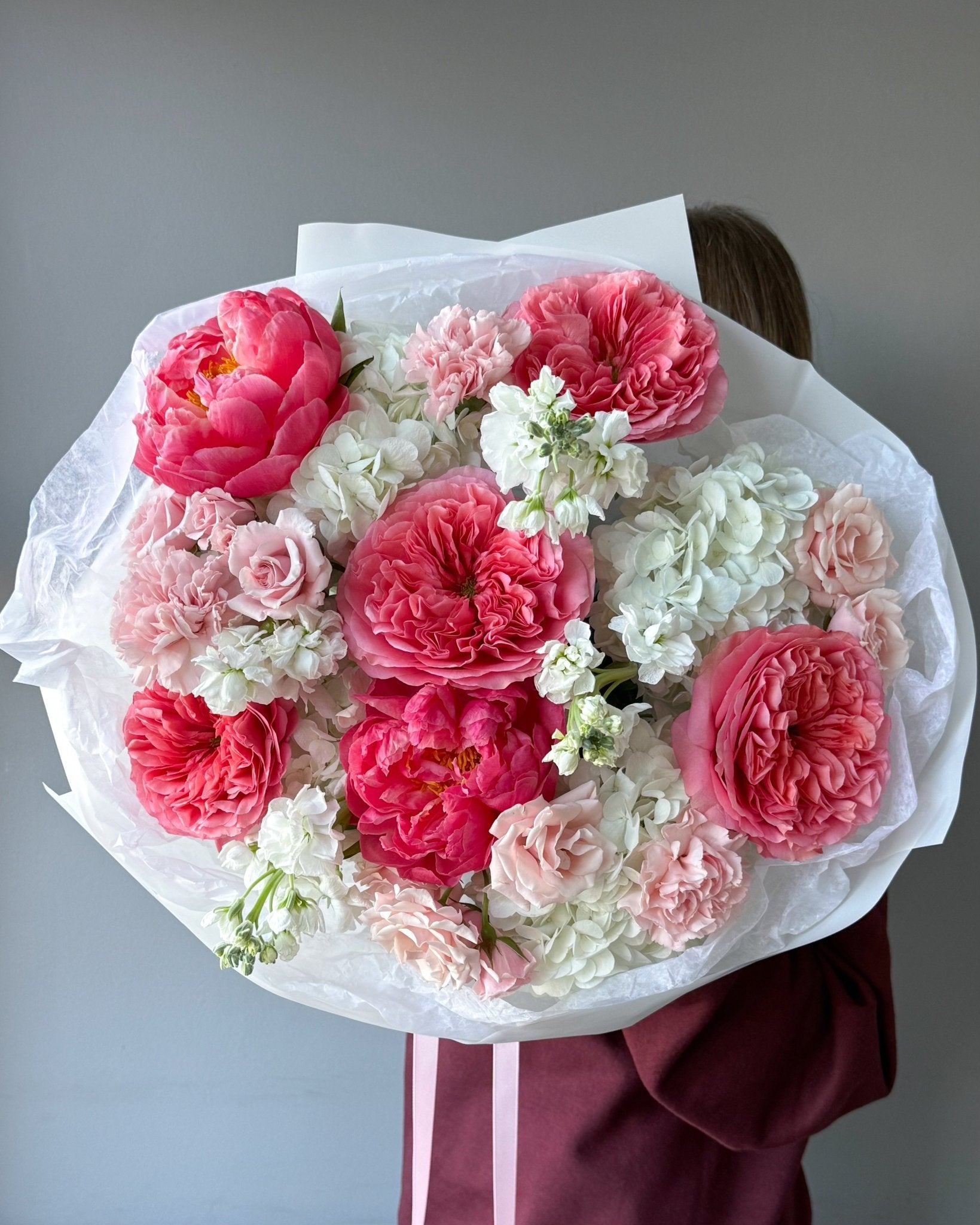Bouquet “Rosy Bloom” - garden roses, peonies, seasonal flowers - All Me Flowers