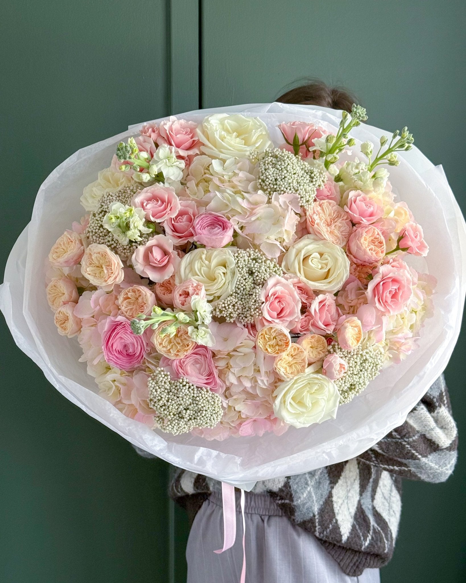 Bouquet “Soft Embrace” - garden peony roses, premium spray roses, ranunculuses - All Me Flowers