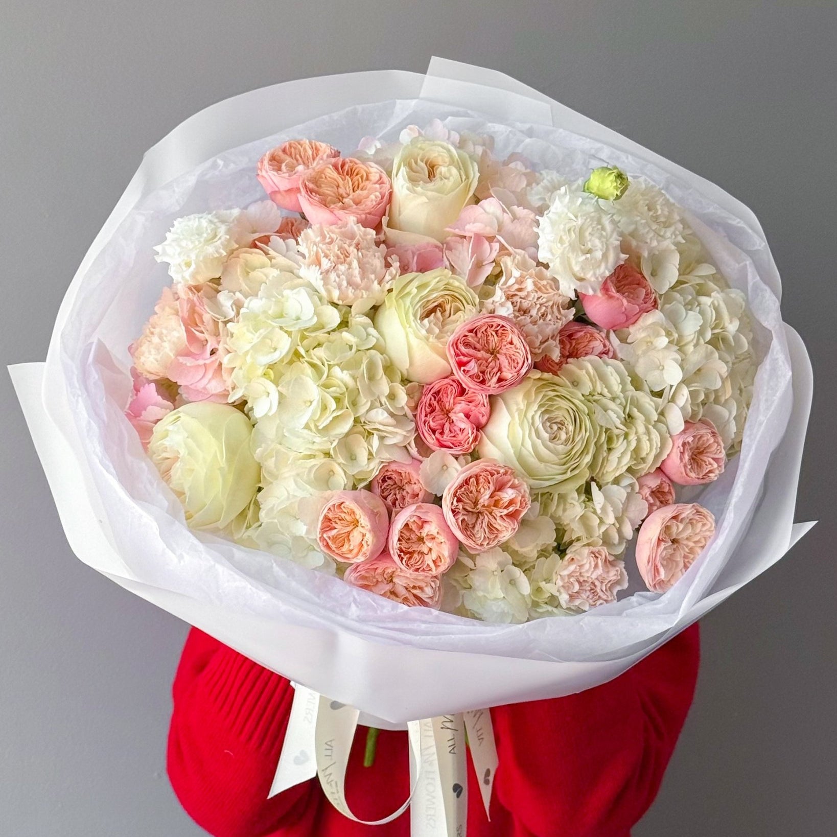 Bouquet "Spring Serenade" - garden spray roses, peony roses, hydrangeas - All Me Flowers