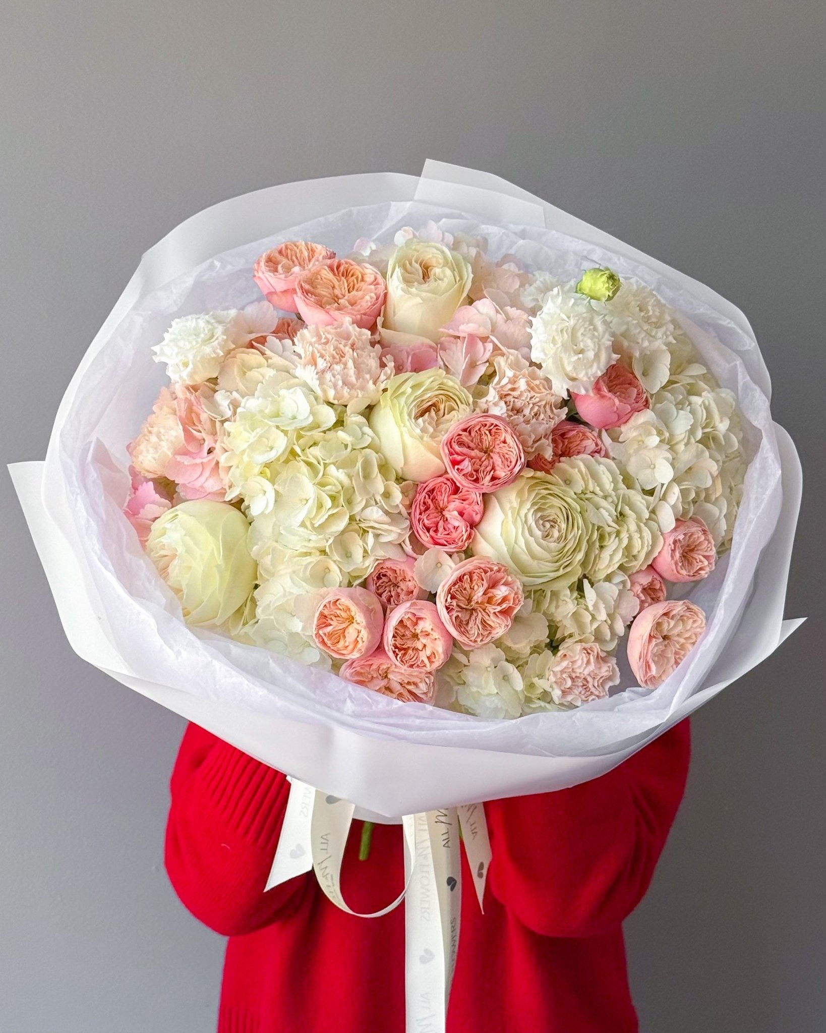 Bouquet "Spring Serenade" - garden spray roses, peony roses, hydrangeas - All Me Flowers