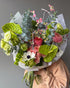 Bouquet “Verdant Blush” - anthuriums, garden roses, seasonal flowers - All Me Flowers