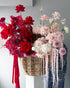 Flow Basket "Ruby" - roses, ranunculuses, peonies, seasonal flowers - All Me Flowers