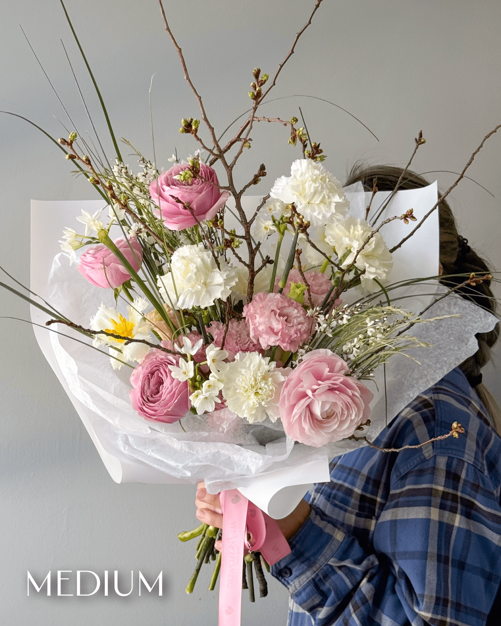 Flow Bouquet “Blush” - roses, ranunculuses, seasonal flowers - All Me Flowers