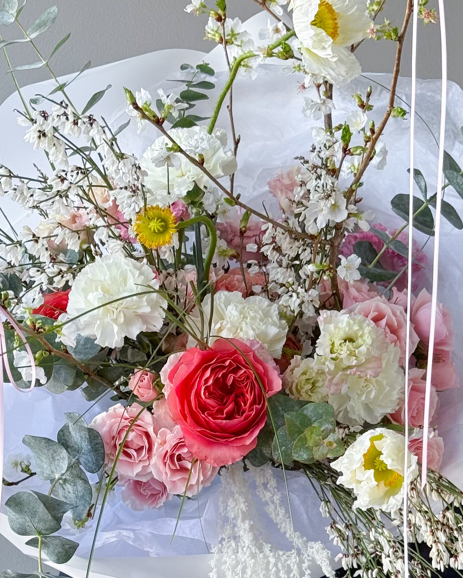 Flow Bouquet “Blush” - roses, ranunculuses, seasonal flowers - All Me Flowers