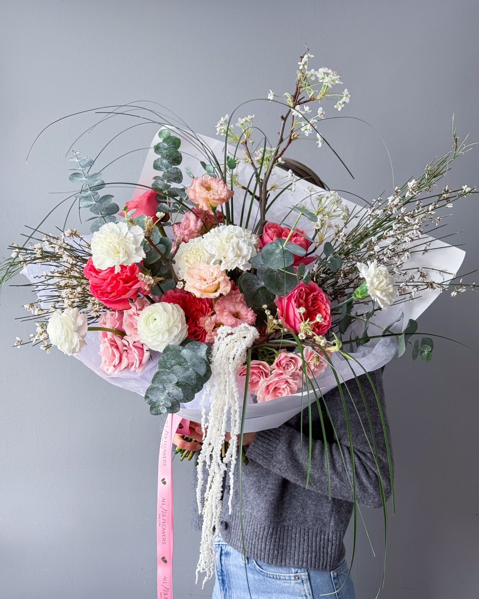 Flow Bouquet “Blush” - roses, ranunculuses, seasonal flowers - All Me Flowers