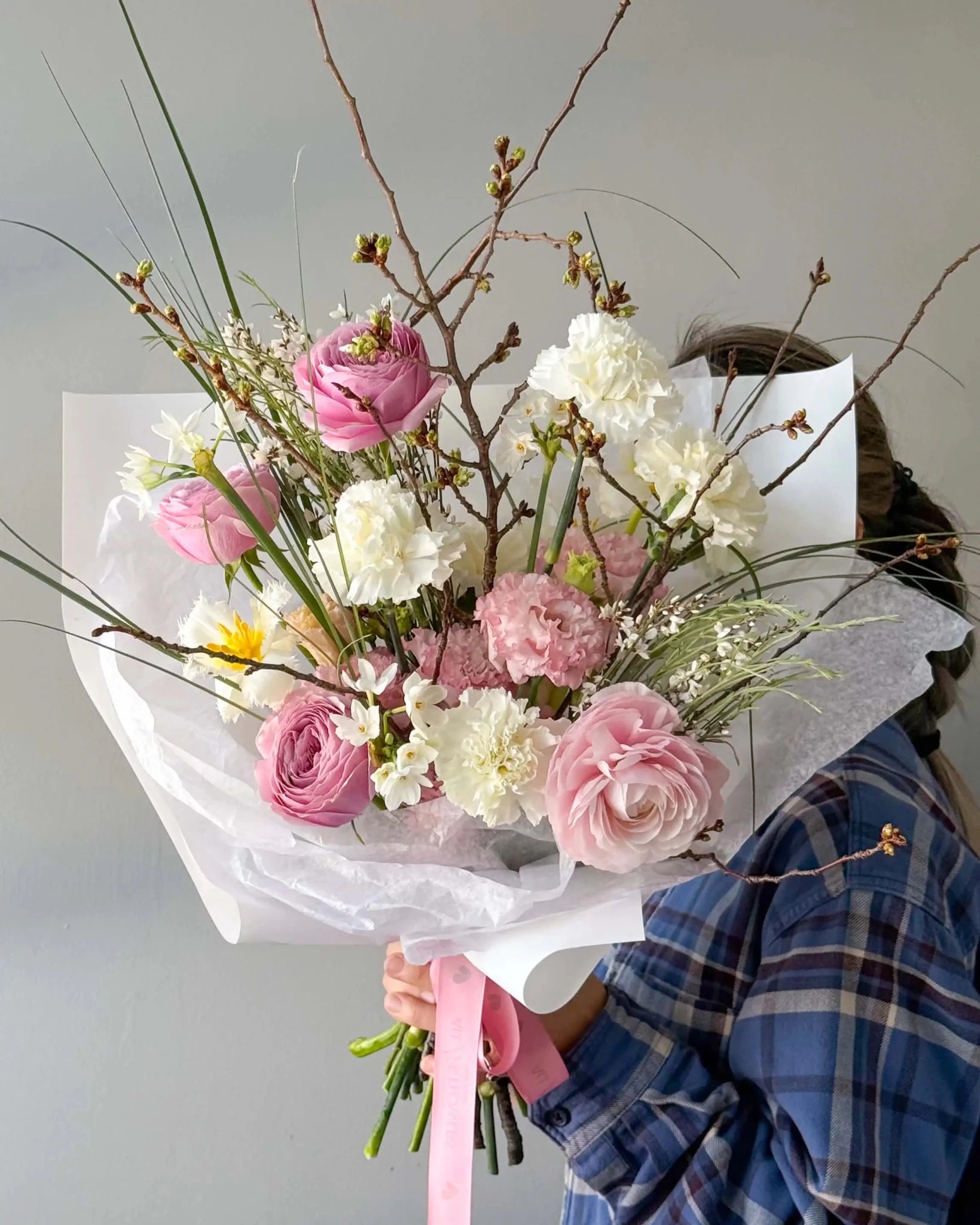 Flow Bouquet “Blush” - roses, ranunculuses, seasonal flowers - All Me Flowers