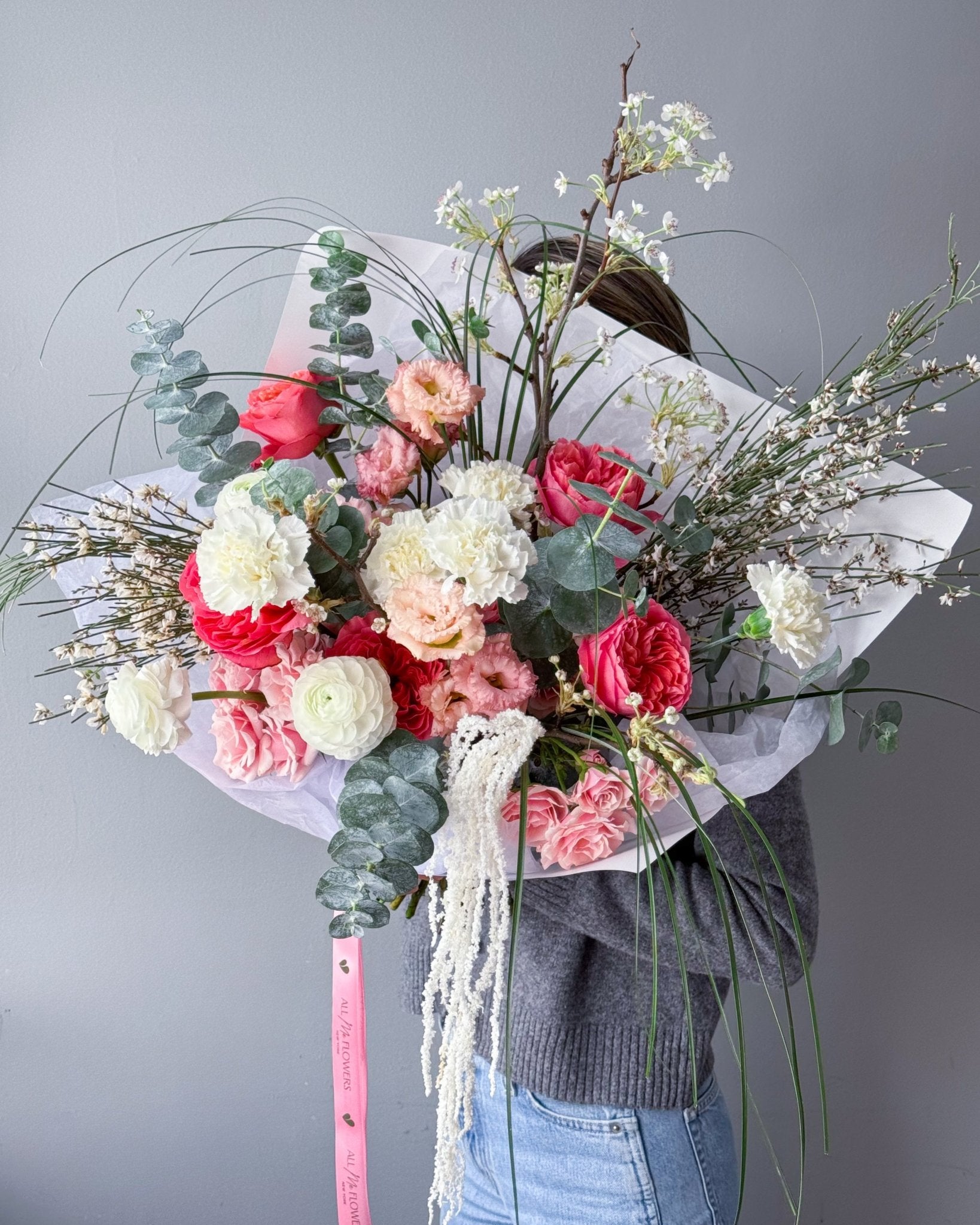 Flow Bouquet “Blush” - roses, ranunculuses, seasonal flowers - All Me Flowers