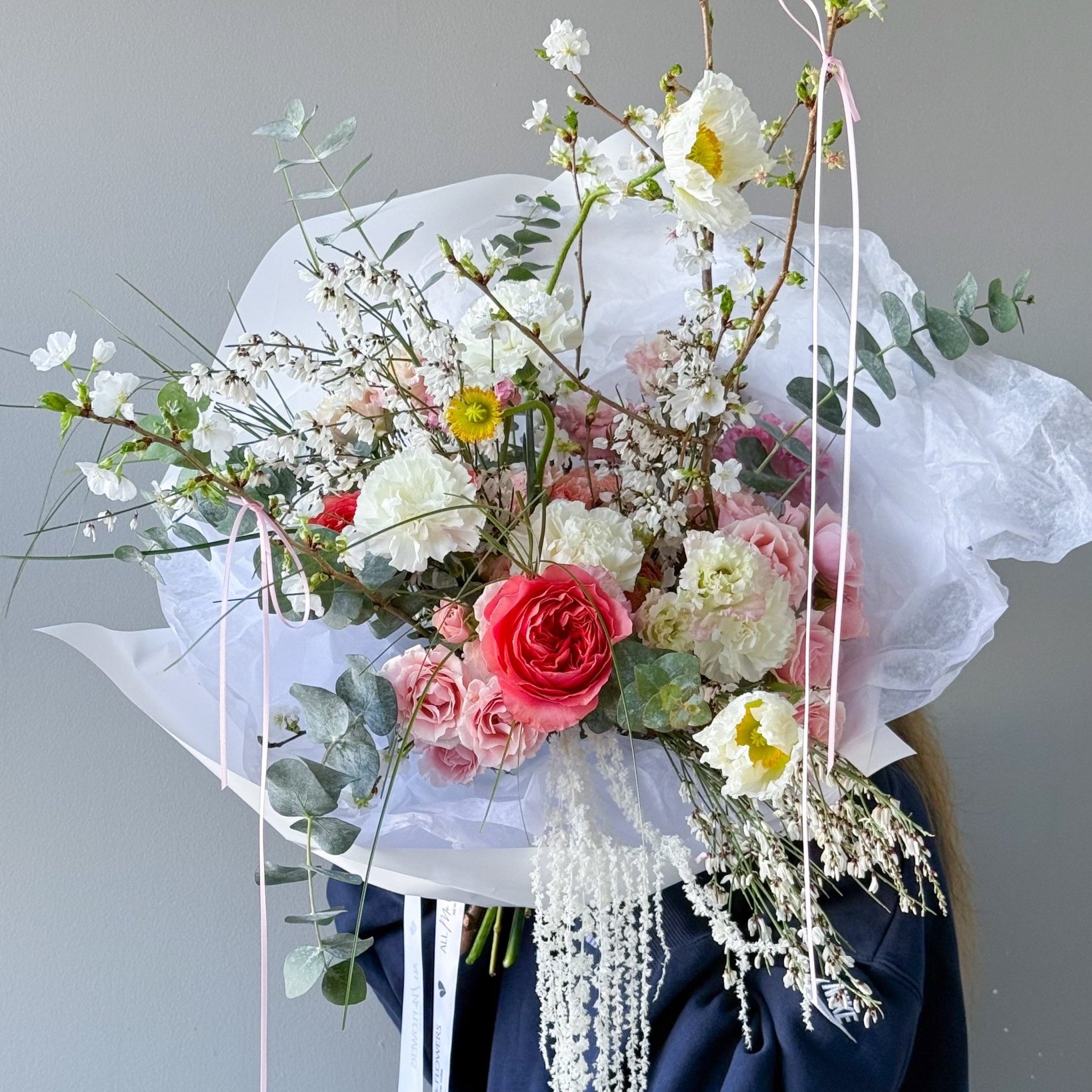 Flow Bouquet “Blush” - roses, ranunculuses, seasonal flowers - All Me Flowers