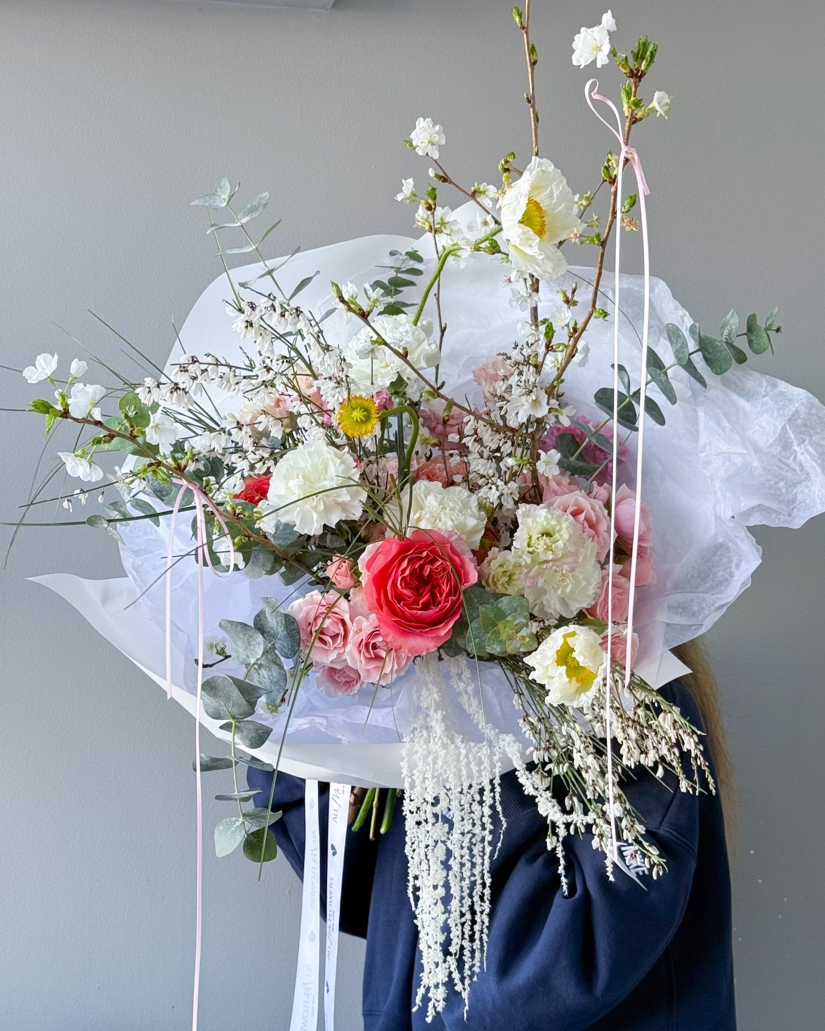 Flow Bouquet “Blush” - roses, ranunculuses, seasonal flowers - All Me Flowers