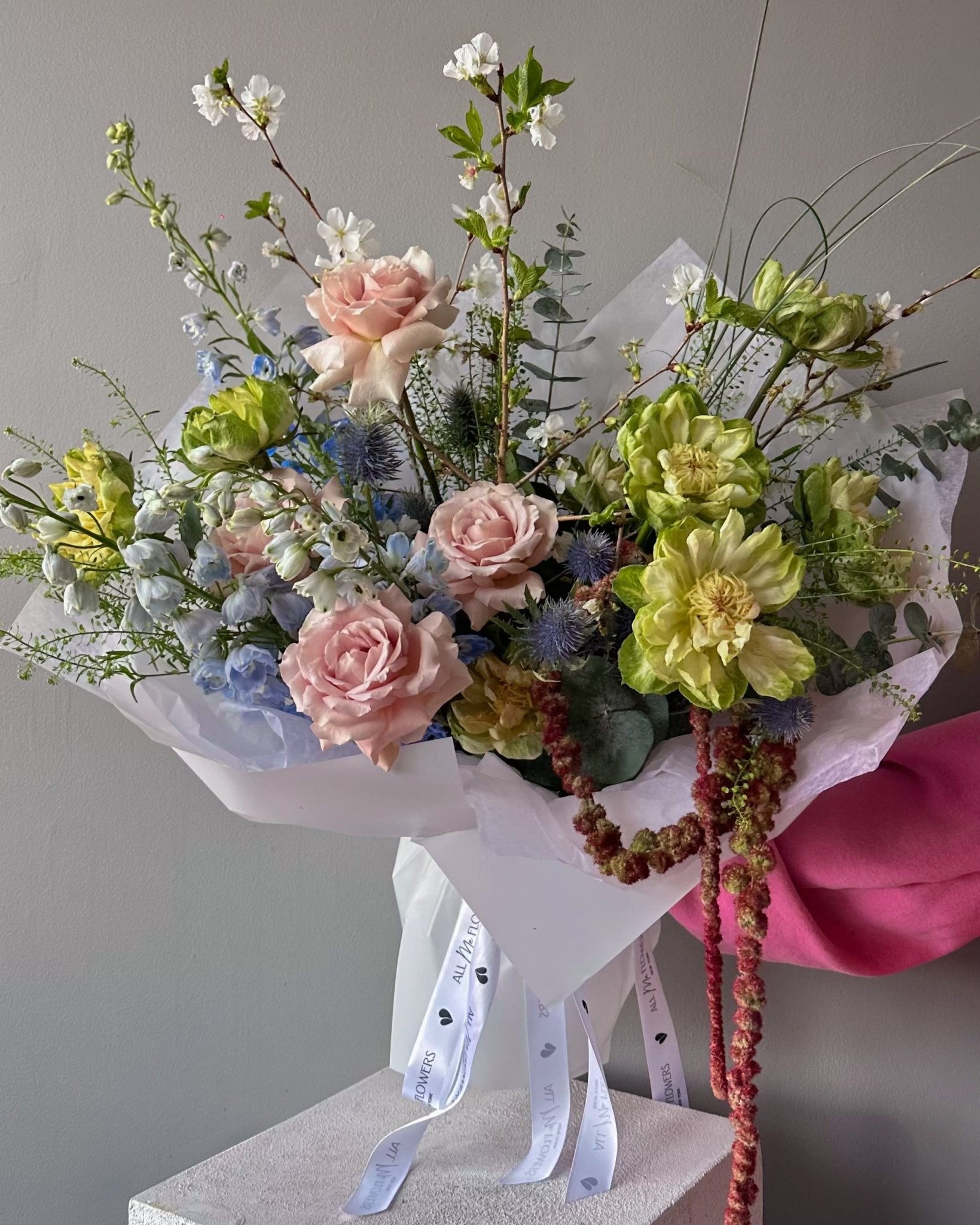 Flow Bouquet "Woodland" - roses, greens, seasonal flowers - All Me Flowers