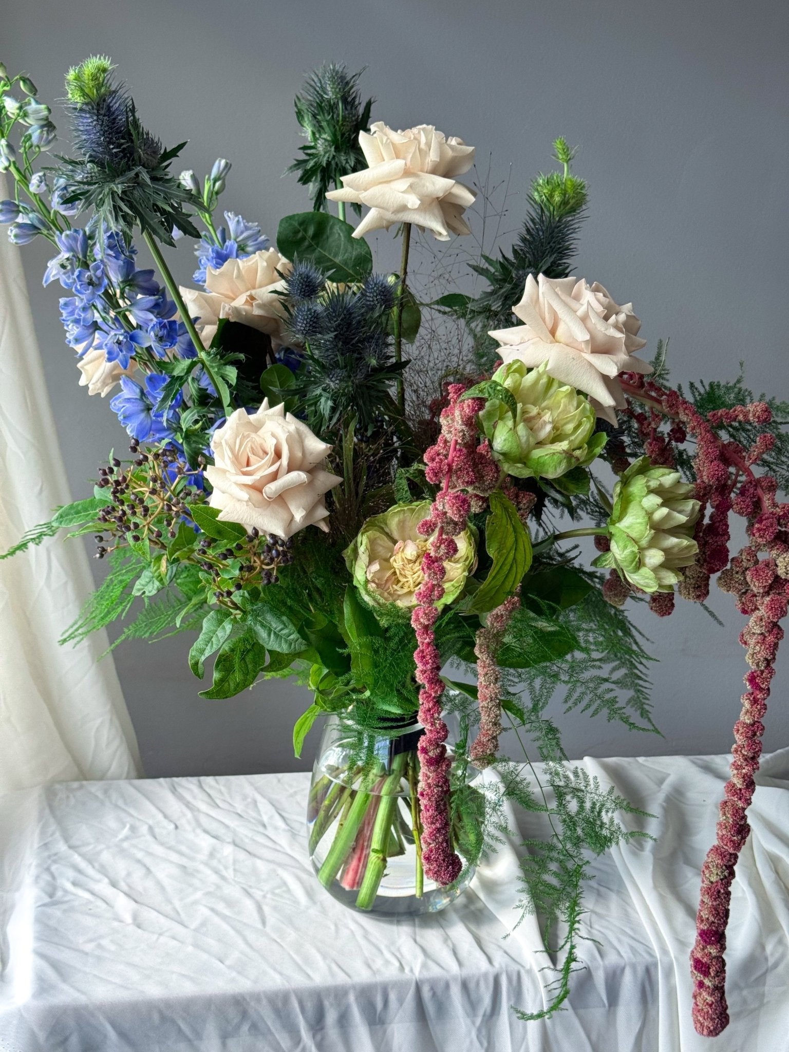 Flow Bouquet "Woodland" - roses, greens, seasonal flowers - All Me Flowers