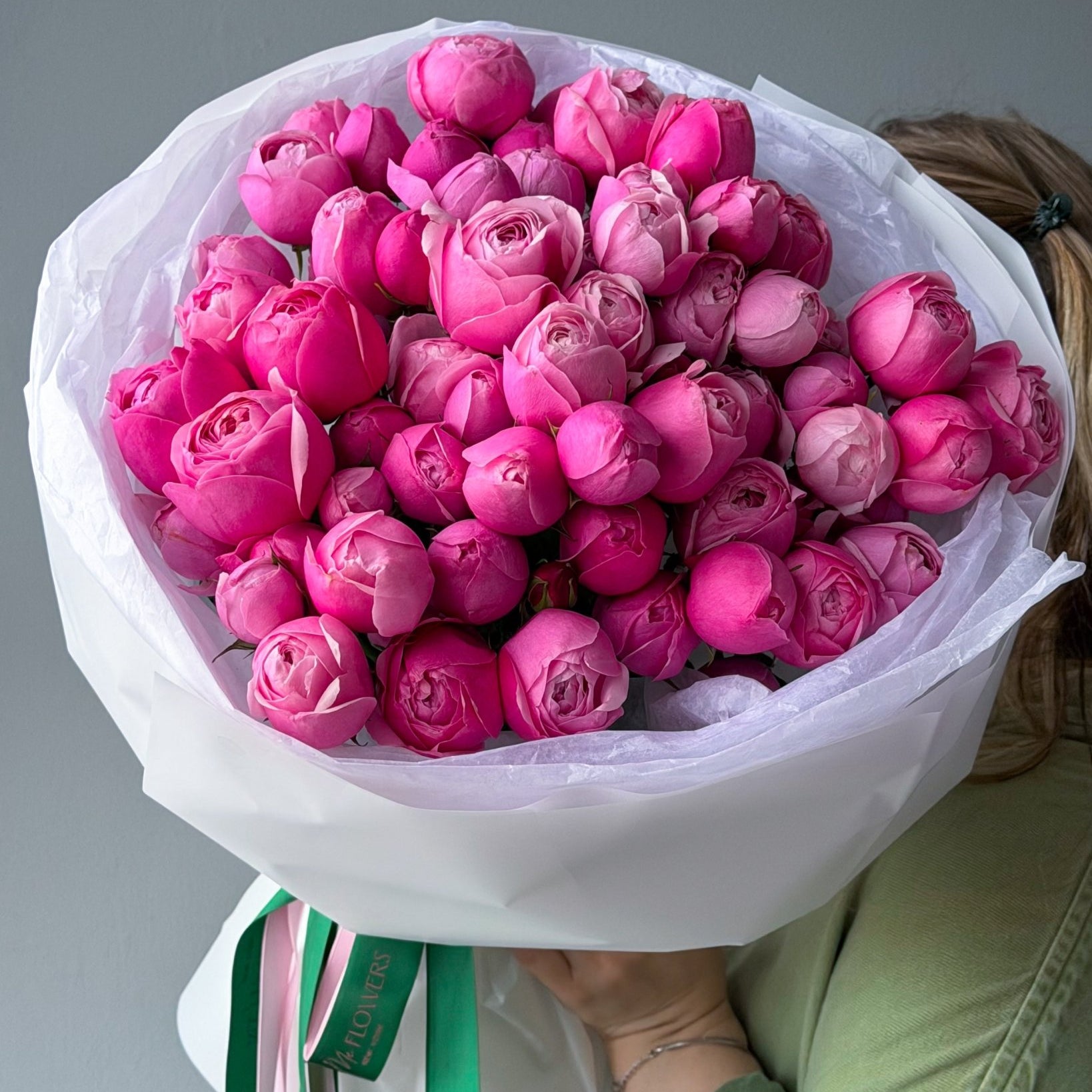 Mono Bouquet - spray pink garden roses - All Me Flowers