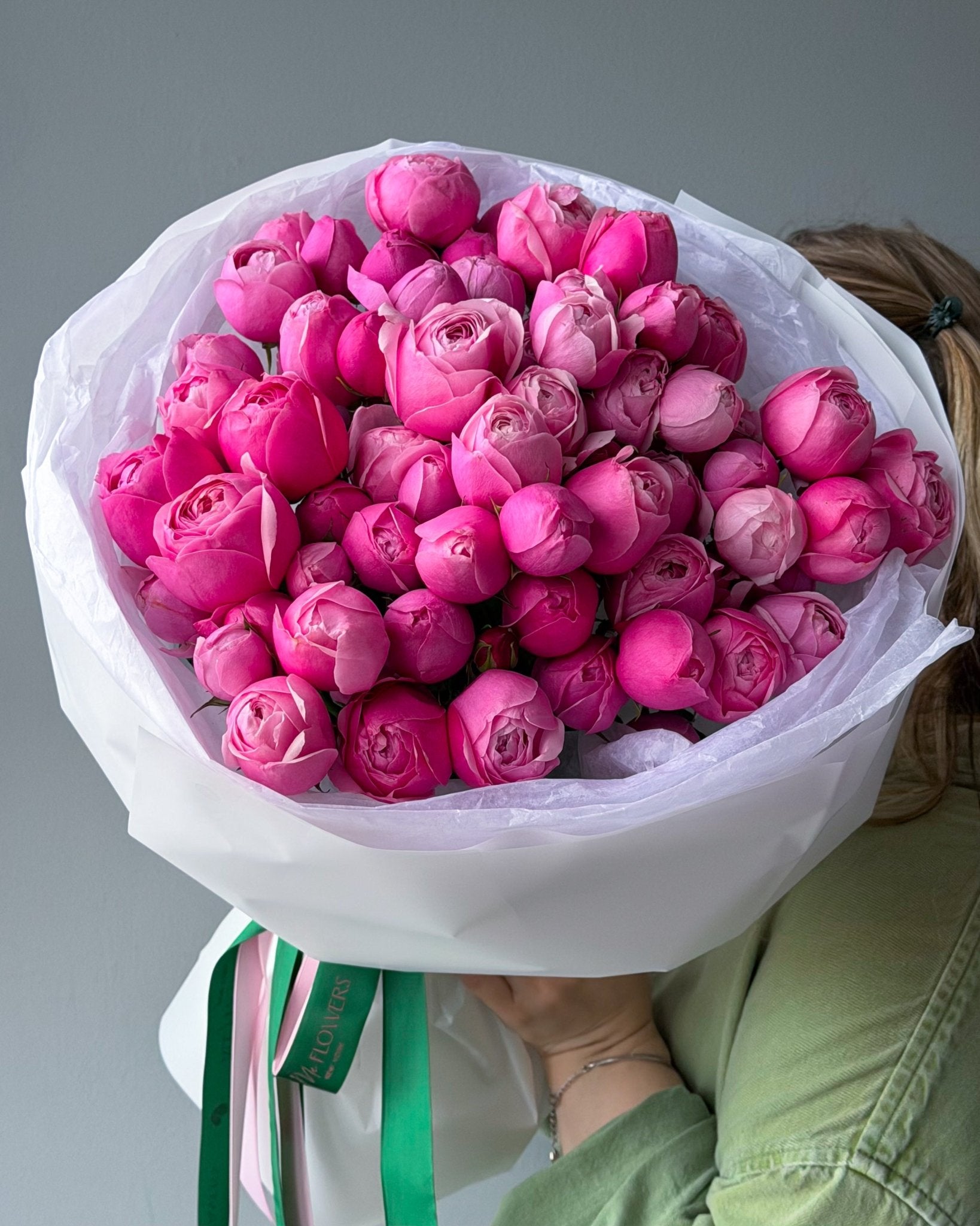 Mono Bouquet - spray pink garden roses - All Me Flowers