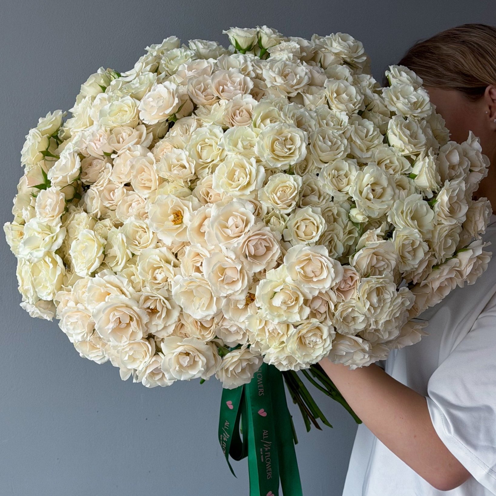 Mono Bouquet - spray white roses - All Me Flowers