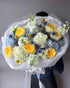 Round Bouquet “Lemon Sky” - garden roses, hydrangeas, seasonal flowers - All Me Flowers