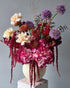 Vase Arrangement “Amber” - hydrangeas, roses, seasonal flowers, vase included - All Me Flowers