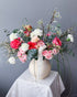 Vase Arrangement “Blush” - hydrangeas, roses, seasonal flowers, vase included - All Me Flowers