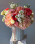 Vase Arrangement “Cotton” - hydrangeas, roses, seasonal flowers, vase included - All Me Flowers